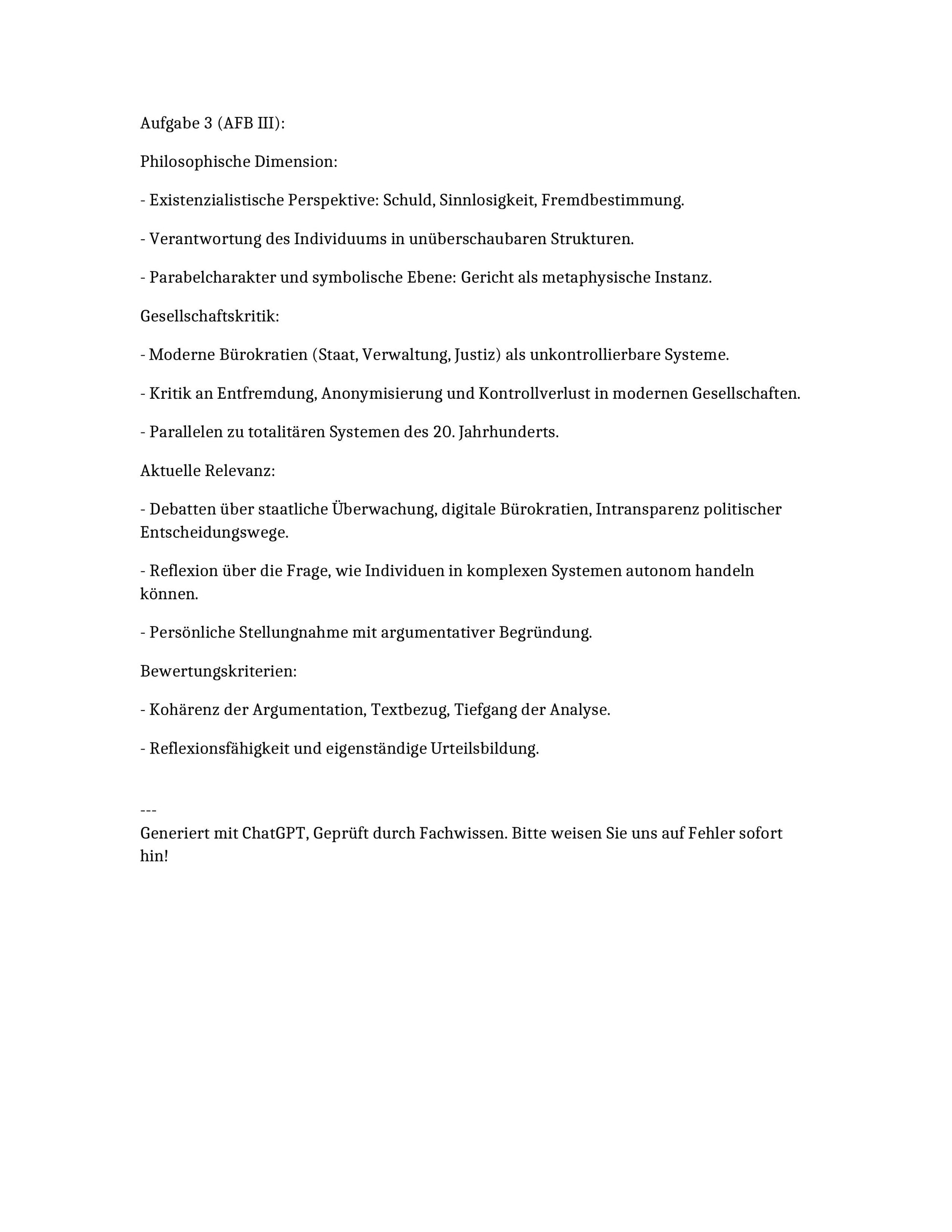 Der Process – Kafka | Klausur zu Bürokratie, Macht & Moderne (Sek II)