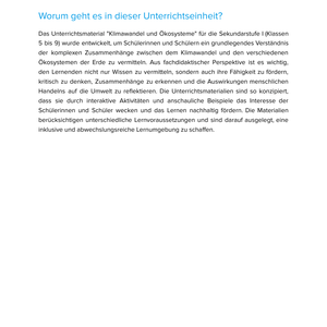 Klimawandel und Ökosysteme | Unterrichtsmaterial Geographie SEK I