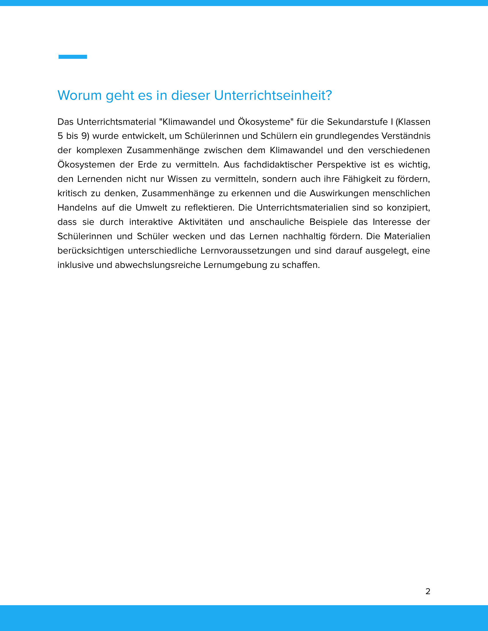 Klimawandel und Ökosysteme | Unterrichtsmaterial Geographie SEK I