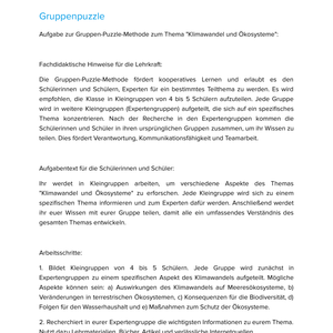Klimawandel und Ökosysteme | Unterrichtsmaterial Geographie SEK I