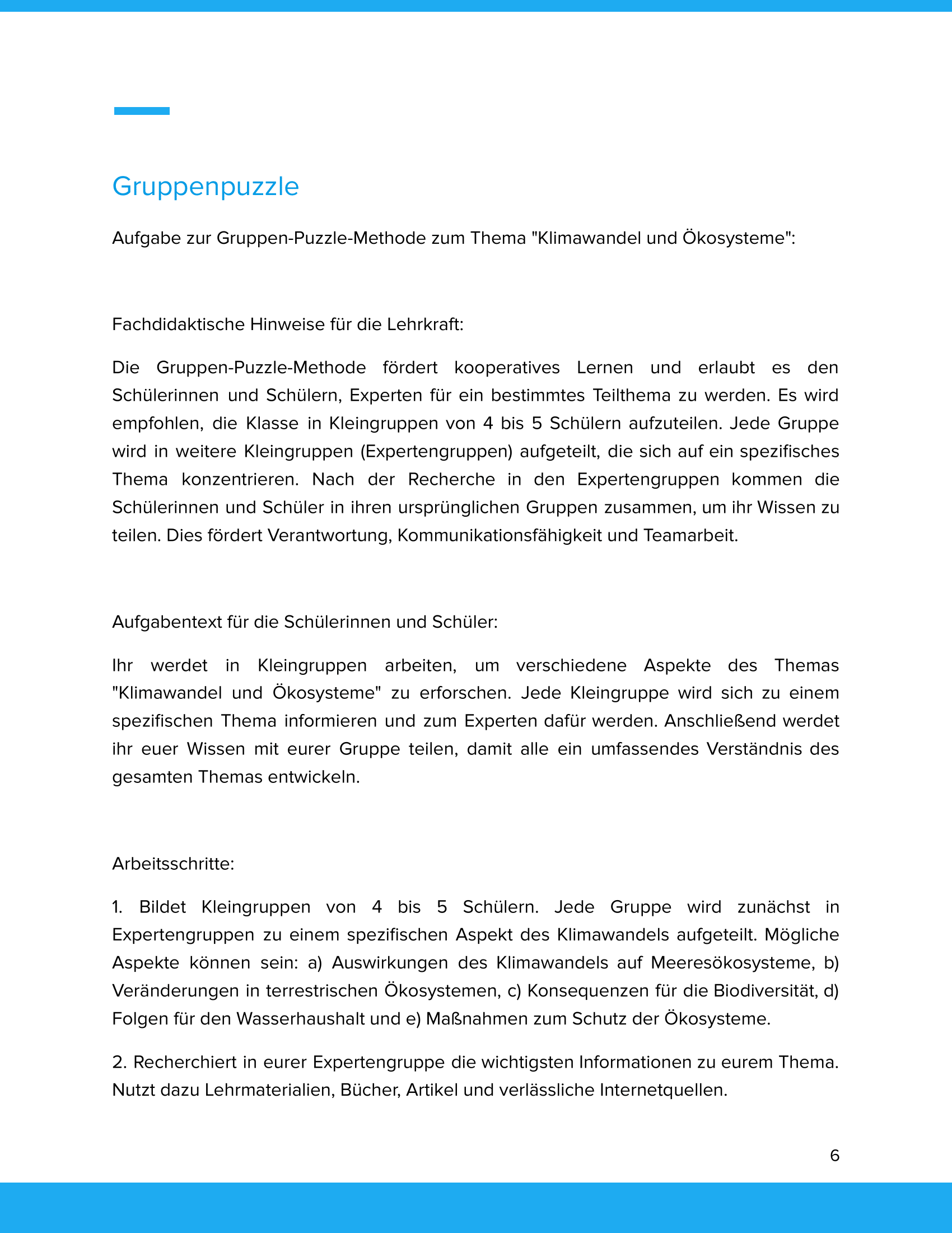 Klimawandel und Ökosysteme | Unterrichtsmaterial Geographie SEK I