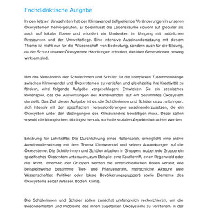 Klimawandel und Ökosysteme | Unterrichtsmaterial Geographie SEK I