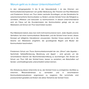 Kommunikation nach Watzlawick & Schulz von Thun | Unterrichtsmaterial Deutsch & Sozialwissenschaften SEK I