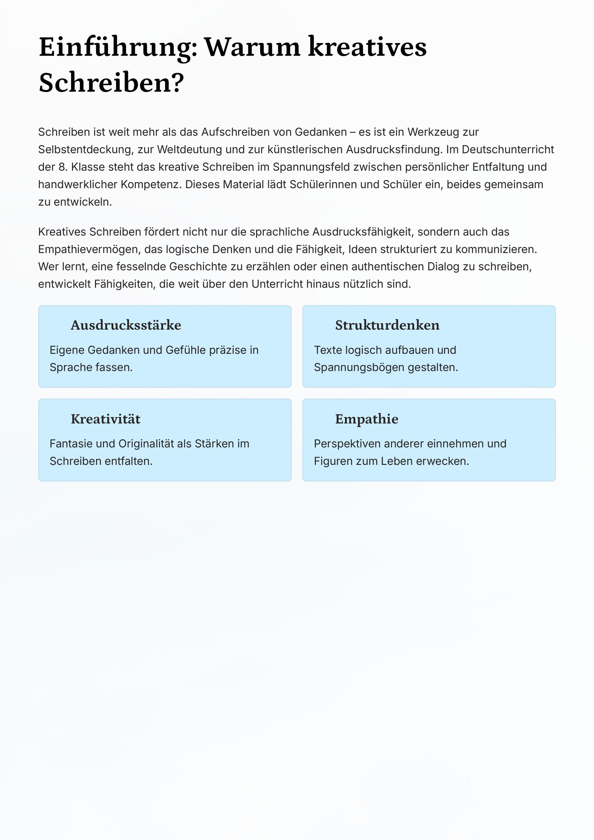 Kreatives Schreiben fördern – Ideen entwickeln, Texte gestalten und Sprache lebendig machen