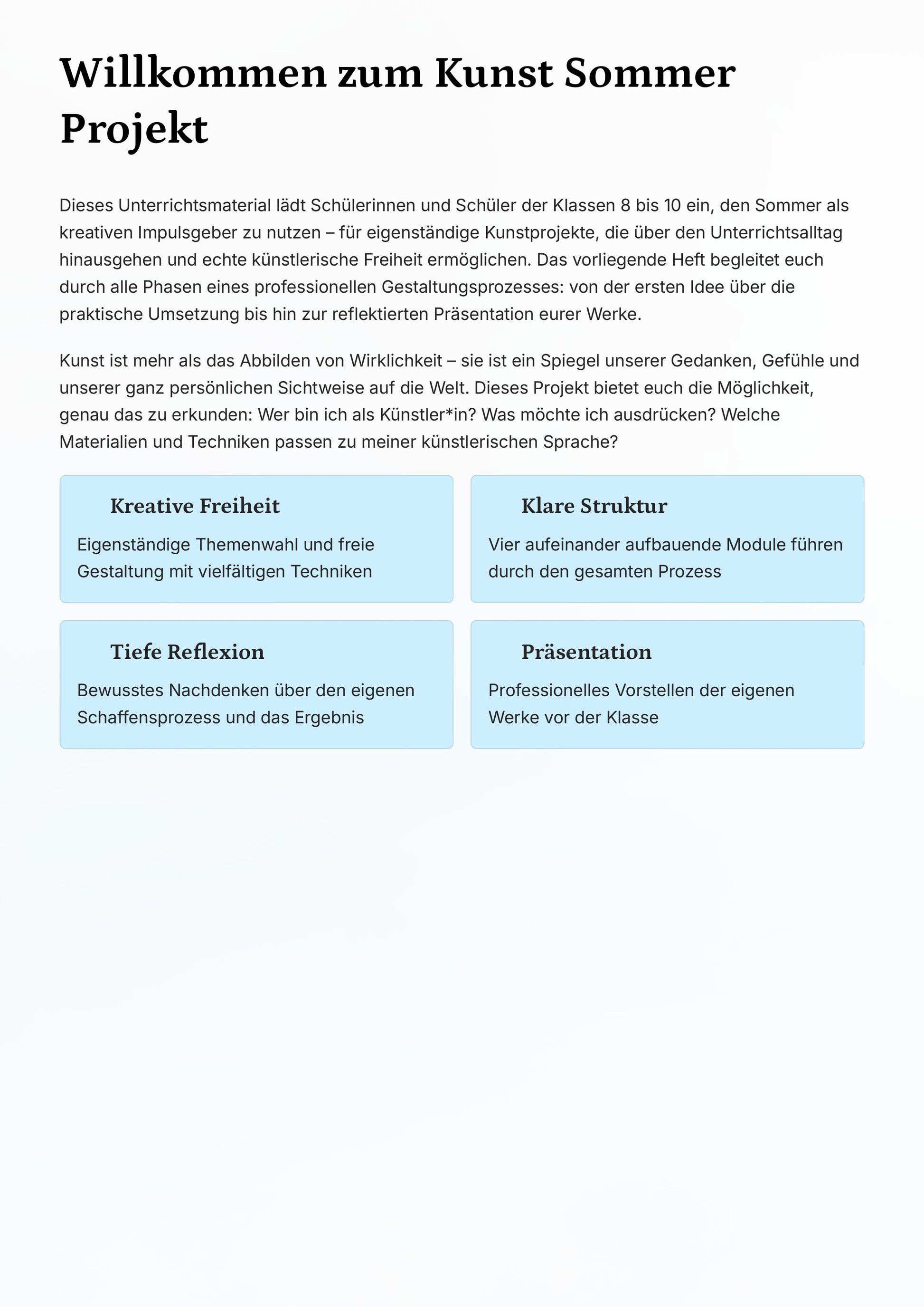 Kunstunterricht auf neuem Level – ein vollständiges Sommerprojekt von Idee bis Präsentation