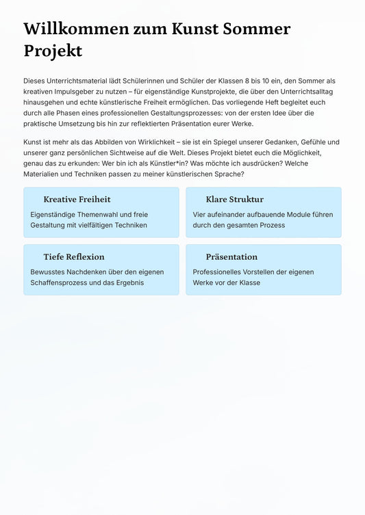 Kunstunterricht auf neuem Level – ein vollständiges Sommerprojekt von Idee bis Präsentation