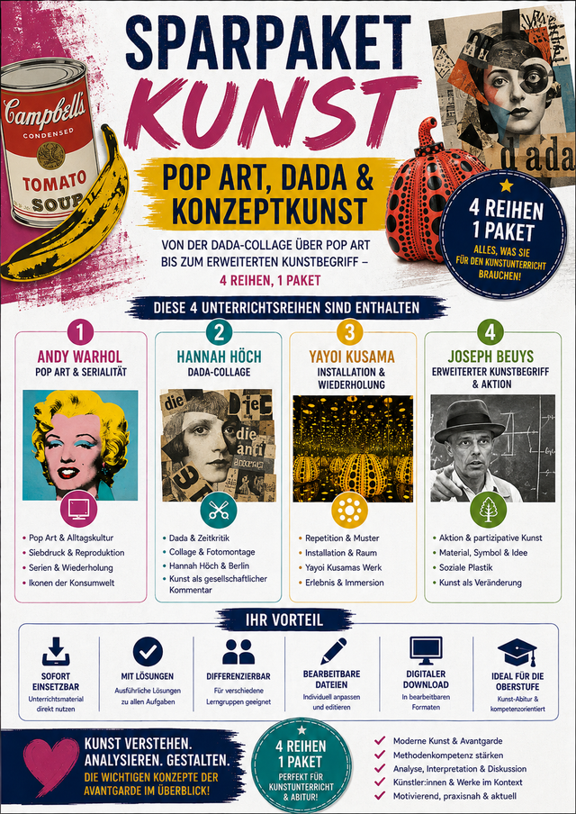 Sparpaket Kunst – Pop Art, Dada & Konzeptkunst