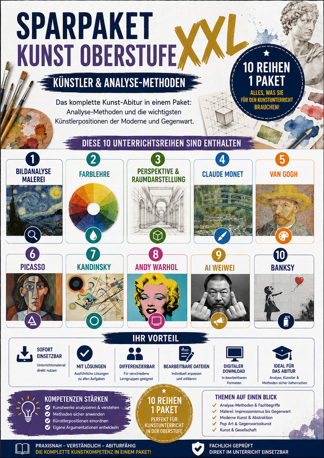 Sparpaket Kunst Oberstufe XXL – Künstler & Analyse-Methoden | Abitur