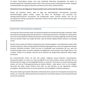 Unterrichtsreihe: Poesie verstehen – Tradition & Moderne in der Lyrik