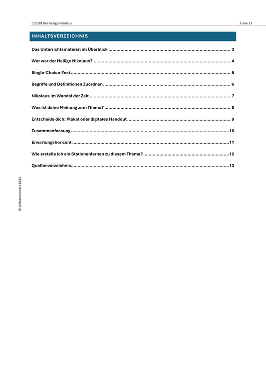Der heilige Nikolaus von Myra - Unterrichtsmaterial für die SEK I