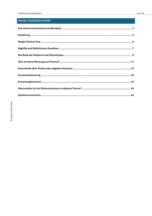 Was ist Demokratie? - Unterrichtsreihe SEK I