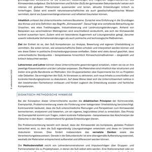 Was bedeutet Klimawandel? - Unterrichtsreihe SEK I