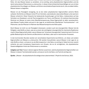 Experimente zum Thema Wasser in der Physik - SEK I
