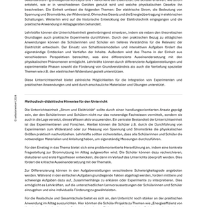 Strom und Elektrizität - Unterrichtsreihe SEK I