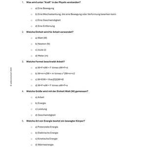 Unterrichtsreihe „Kraft, Arbeit, Leistung und Energie“
