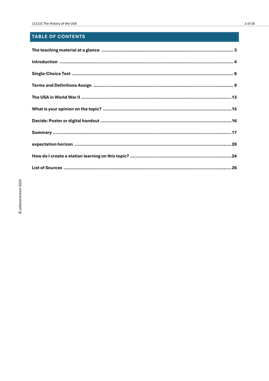 Role of the USA in World War II & History - Teaching Manual