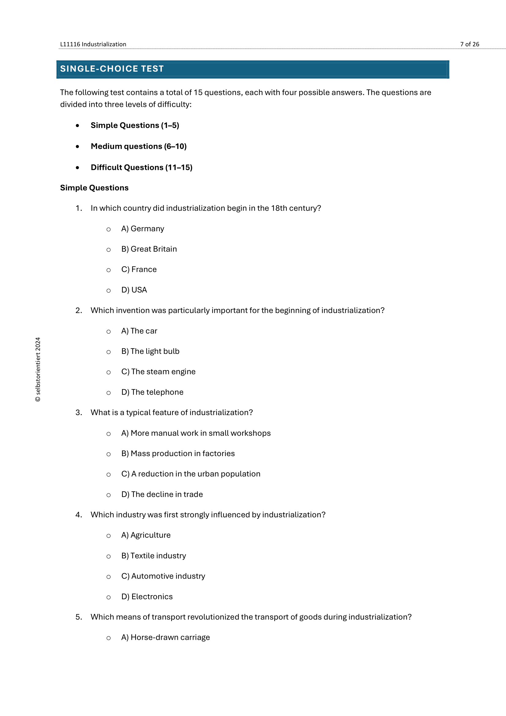 Industrialization - Teaching Manual & Worksheets