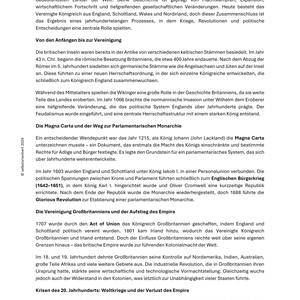 Die Geschichte des Vereinigten Königreichs - SEK I