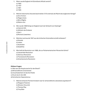 Die Geschichte des Vereinigten Königreichs - SEK I