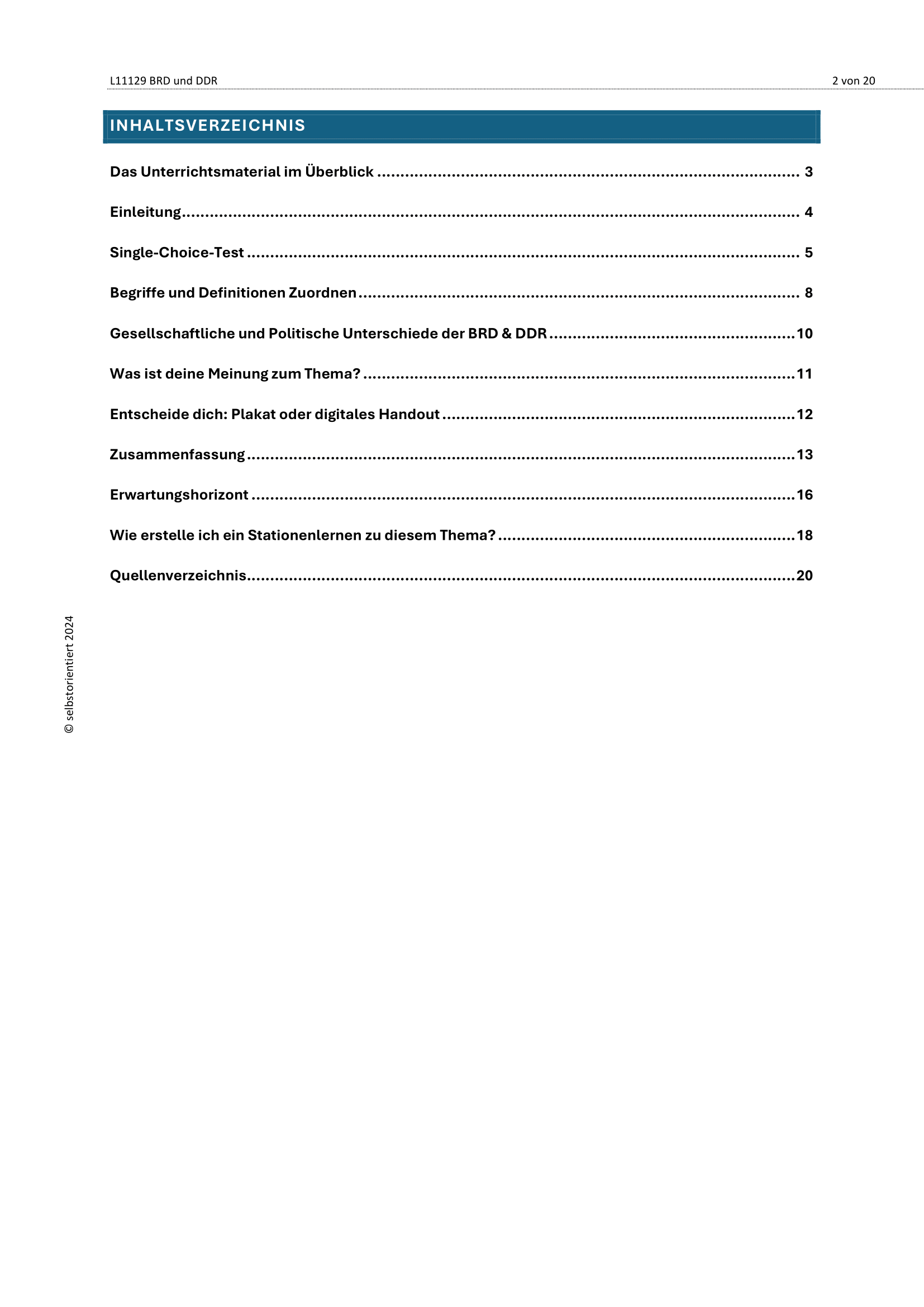 BRD und DDR - Unterrichtsreihe SEK I