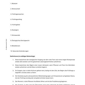 Frühling - Unterrichtsreihe SEK I
