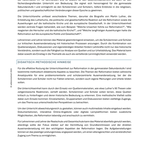 Unterrichtsreihe: Reformation - SEK I