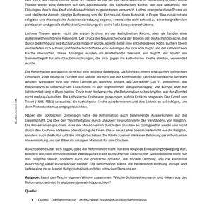 Unterrichtsreihe: Reformation - SEK I