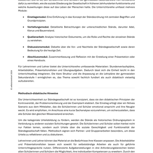 Ständegesellschaft - Unterrichtsreihe SEK I
