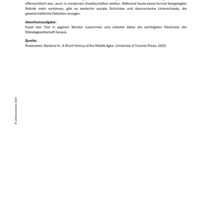 Ständegesellschaft - Unterrichtsreihe SEK I