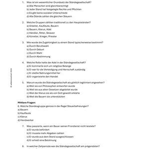 Ständegesellschaft - Unterrichtsreihe SEK I