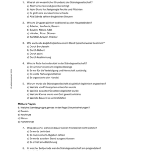 Ständegesellschaft - Unterrichtsreihe SEK I