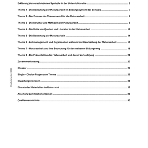 Unterrichtsreihe: Maturaarbeit - Unterrichtsmaterialien