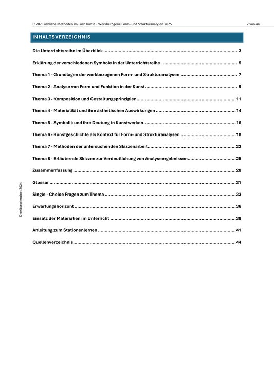 Form- und Strukturanalyse im Kunstunterricht - Unterrichtsmaterial