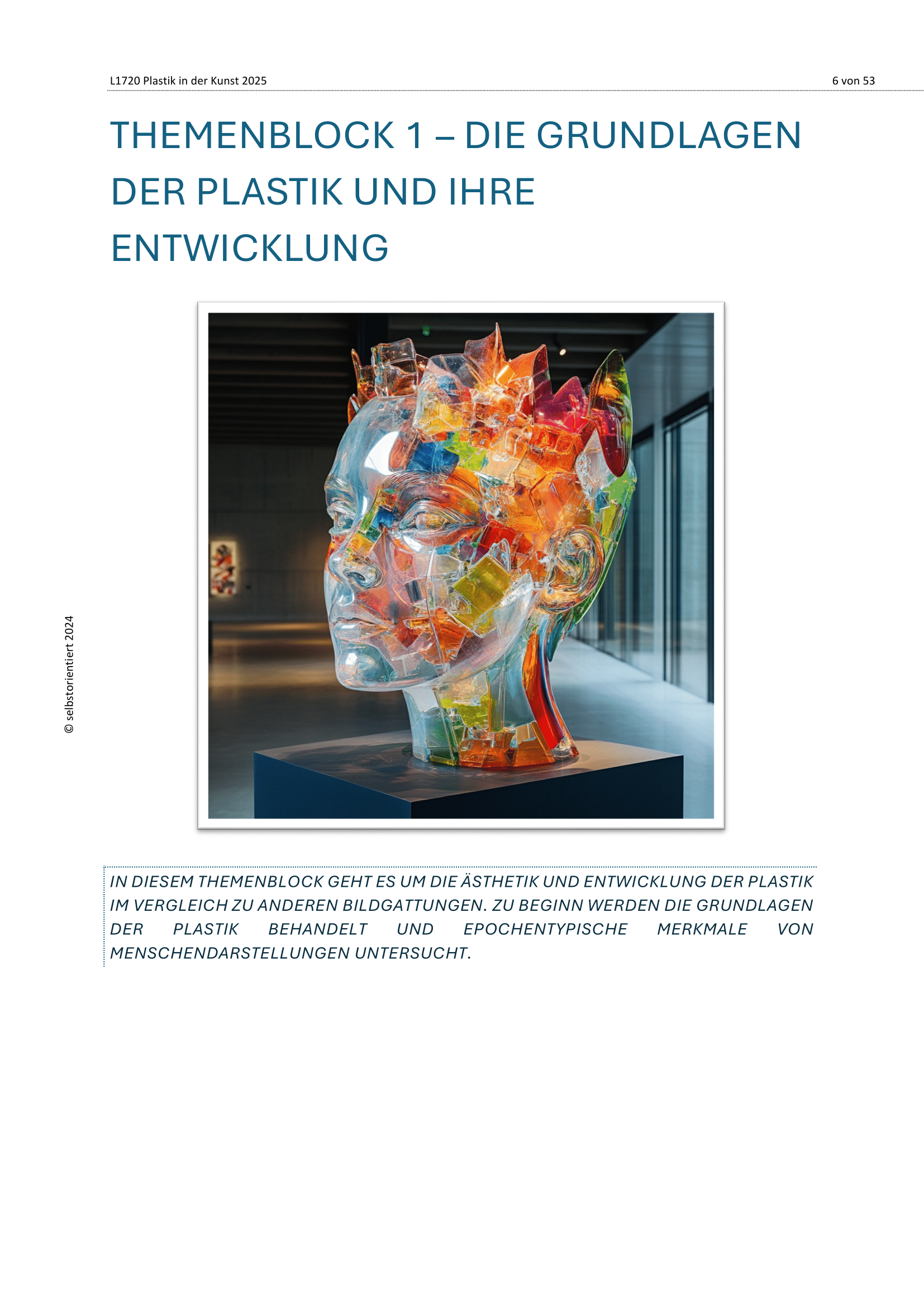 Plastik, Skulptur und Objekte in der Kunst - Unterrichtsreihe