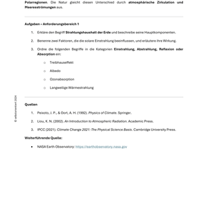 Strahlungsbilanz und Klimazonen - Unterrichtsreihe SEK II