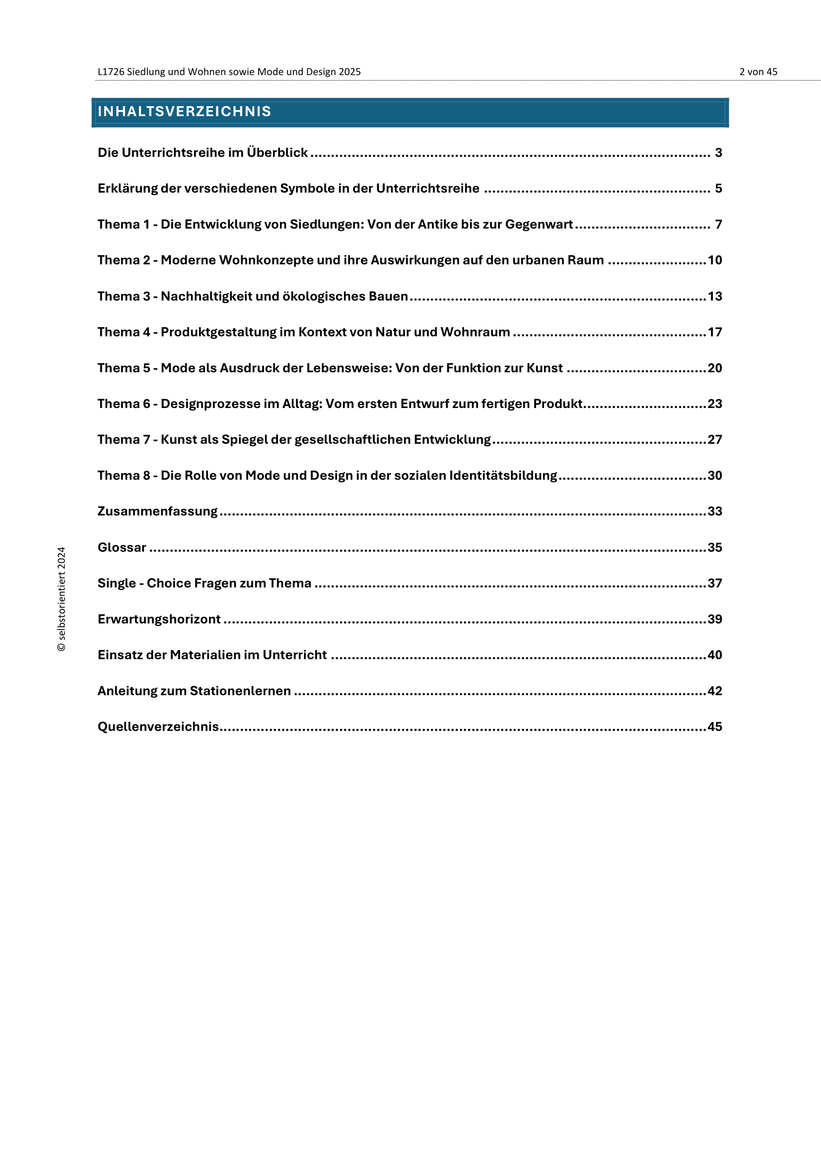 Siedlung und Wohnen - Unterrichtsreihe SEK II