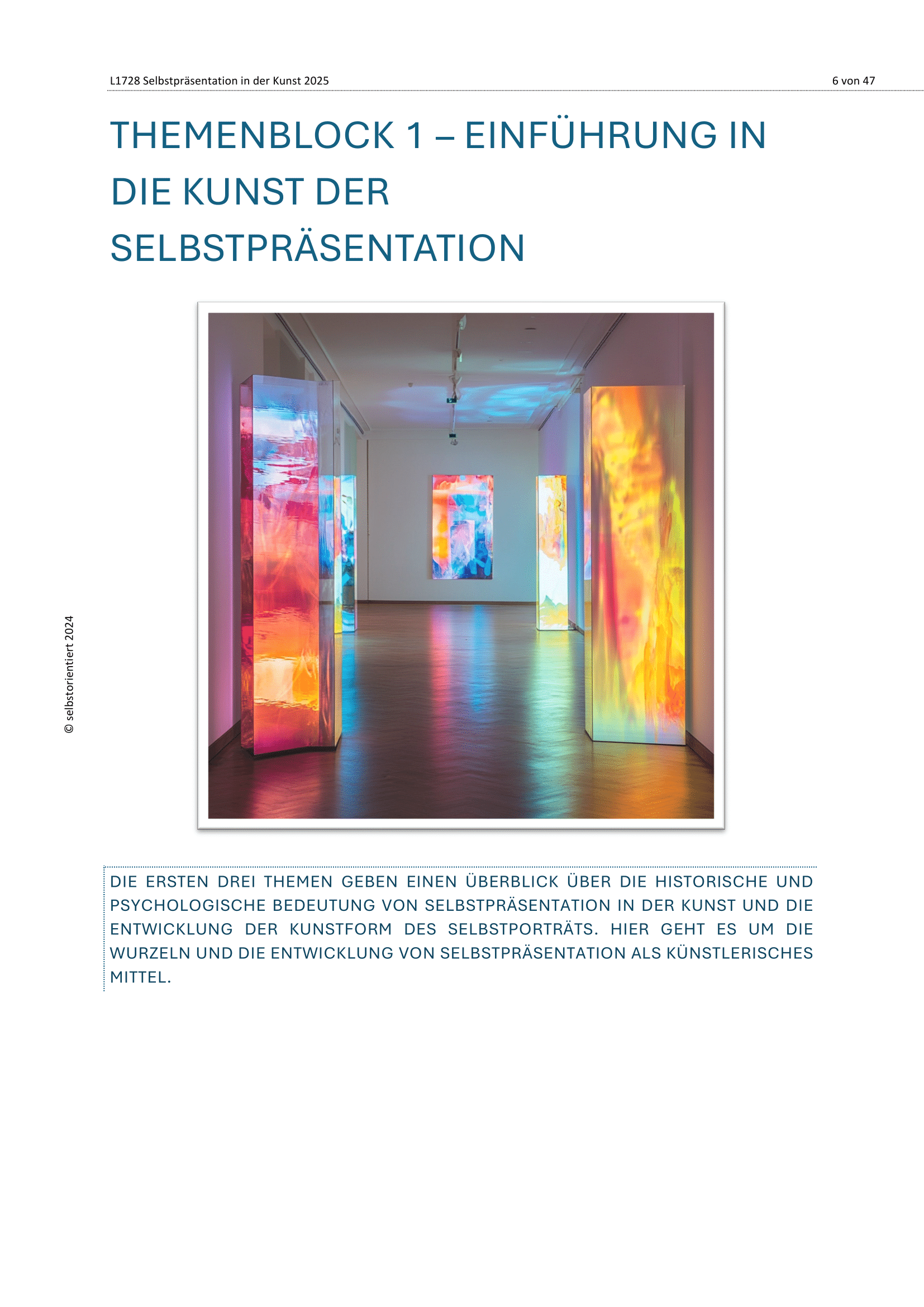 Selbstpräsentation in der Kunst - Unterrichtsreihe SEK II