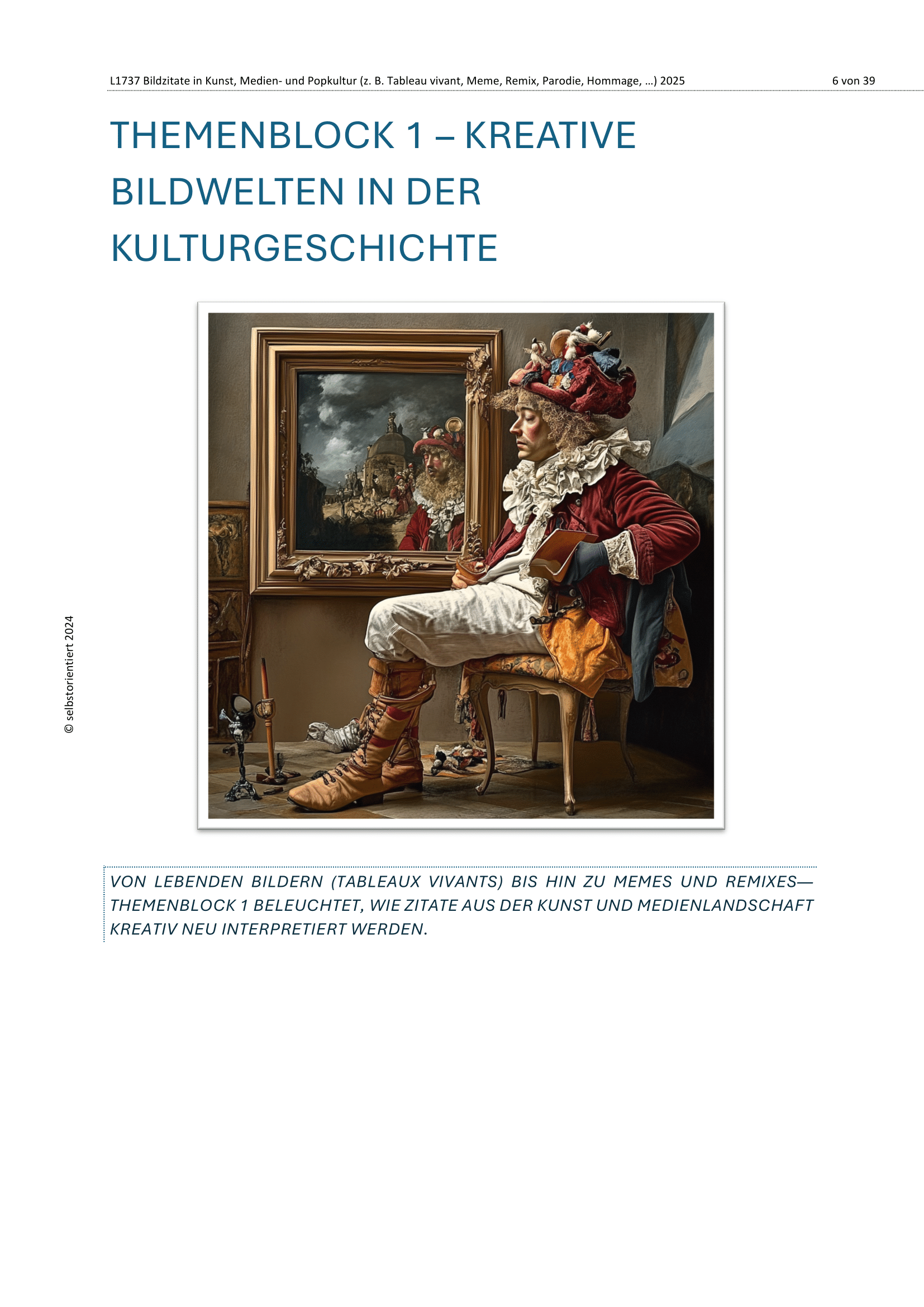 Bildzitate in Kunst, Medien und Popkultur - Unterrichtsreihe