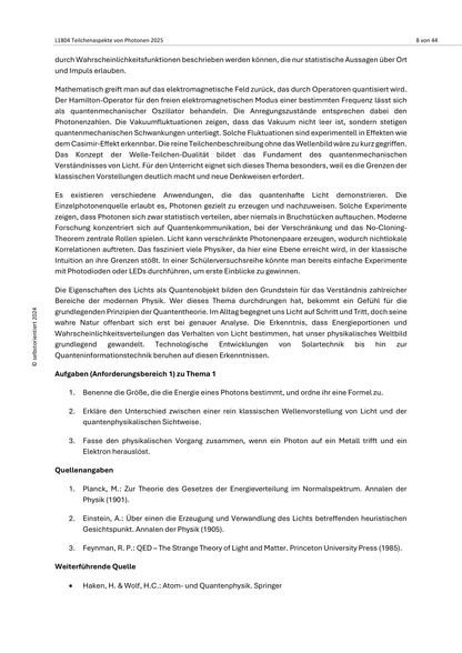 Quantisierte Energie: Photoeffekt und Energiequantelung - Unterrichtsmaterial
