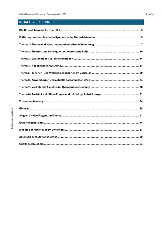 Unterrichtsreihe: Photon und Elektron als Quantenobjekte