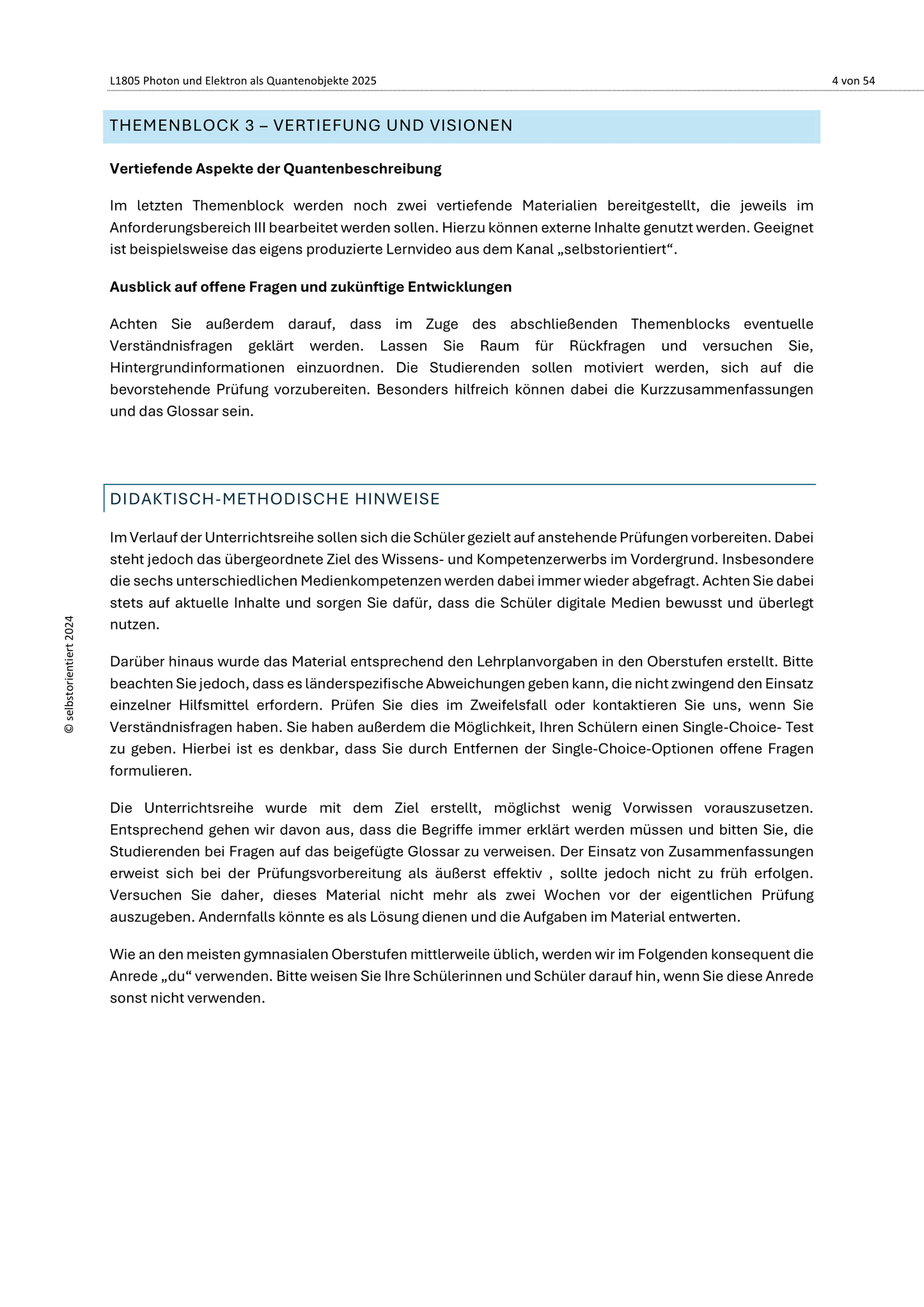 Unterrichtsreihe: Photon und Elektron als Quantenobjekte