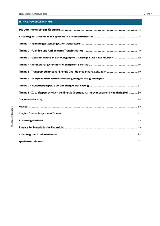 Spannungserzeugung, Netzstabilität & Effizienz - Unterrichtsmaterial