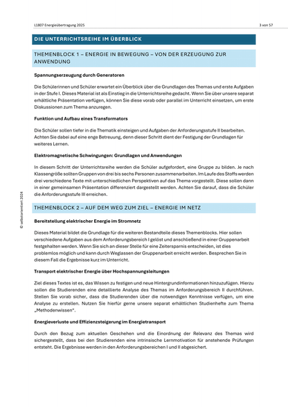 Spannungserzeugung, Netzstabilität & Effizienz - Unterrichtsmaterial