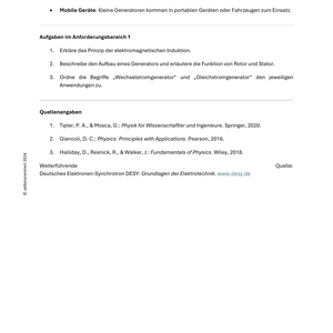 Spannungserzeugung, Netzstabilität & Effizienz - Unterrichtsmaterial