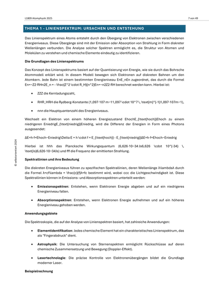 Unterrichtsreihe Atomphysik: Strahlung und Linienspektren