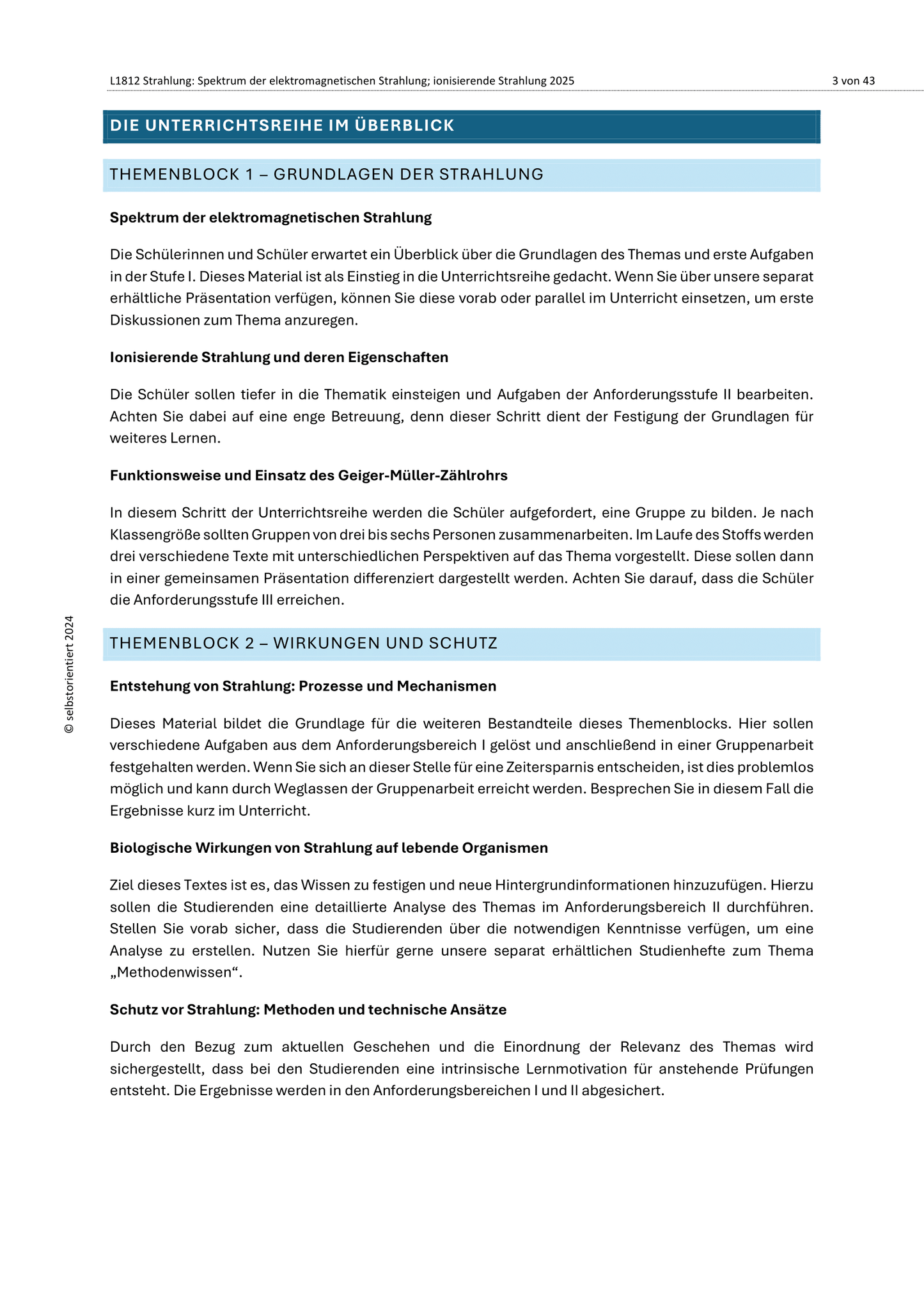 Strahlung: Spektrum der elektromagnetischen Strahlung & Geiger-Müller-Zählrohr - Unterrichtsmaterial