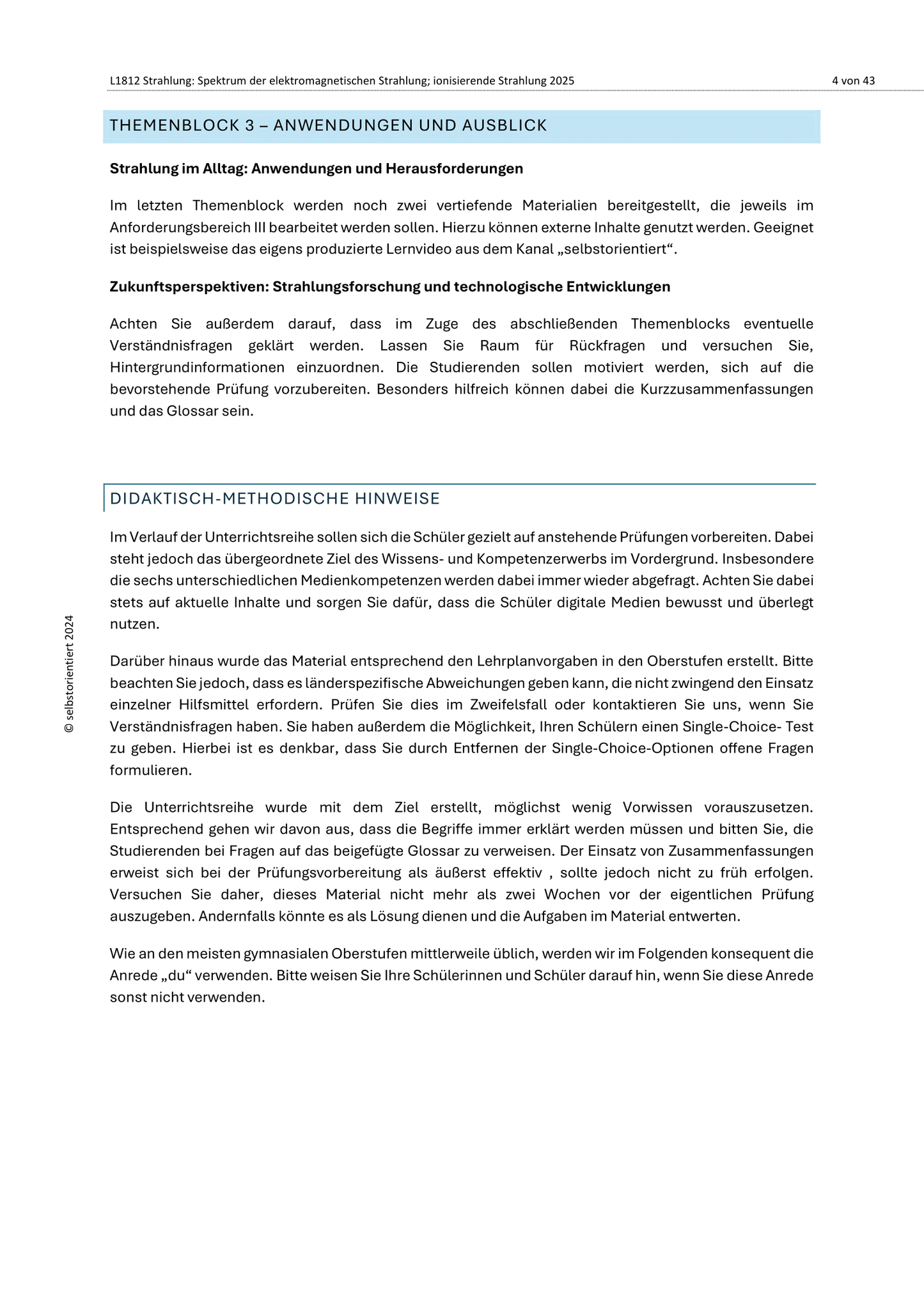 Strahlung: Spektrum der elektromagnetischen Strahlung & Geiger-Müller-Zählrohr - Unterrichtsmaterial