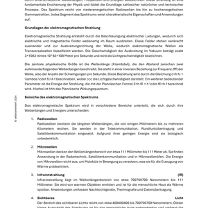 Strahlung: Spektrum der elektromagnetischen Strahlung & Geiger-Müller-Zählrohr - Unterrichtsmaterial