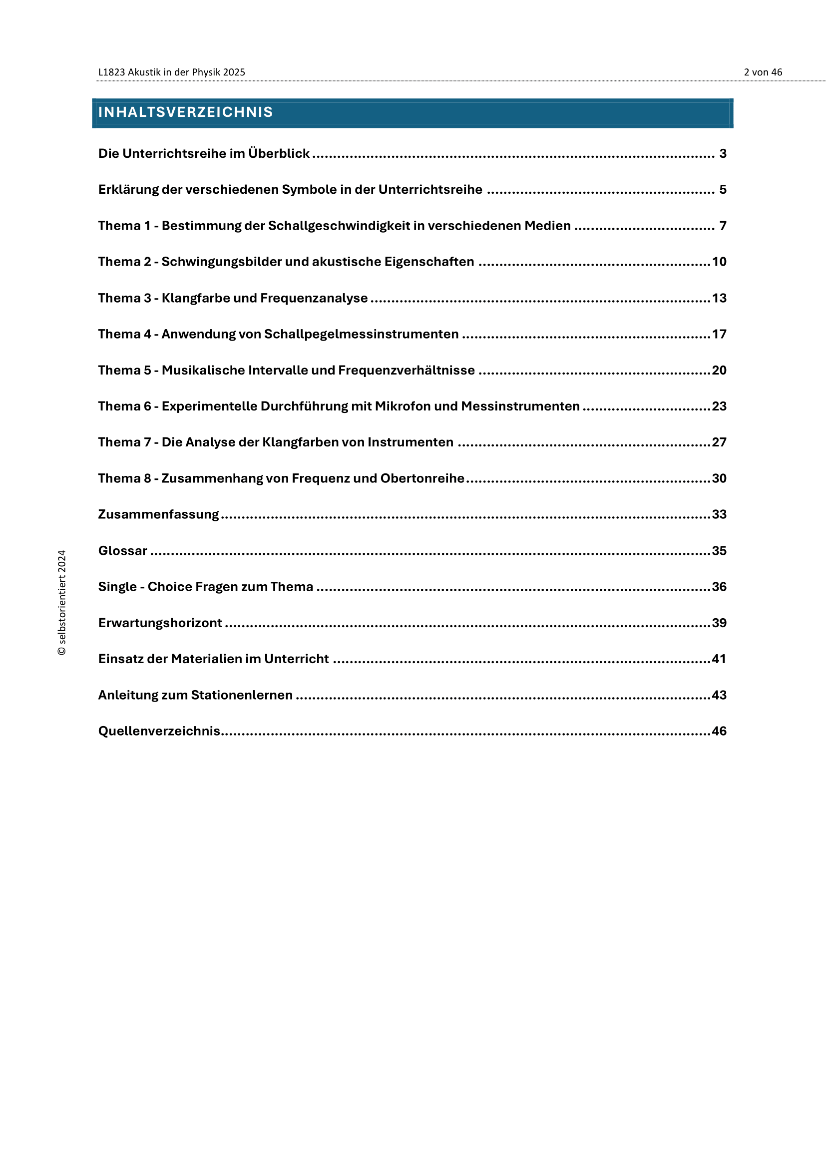 Akustik & Frequenzanalyse in der Physik - Unterrichtsreihe