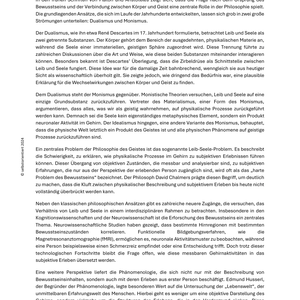 Unterrichtsreihe: Einführung in die Philosophie von Leib und Seele